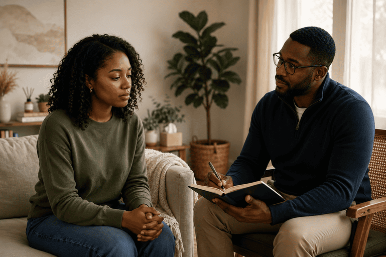 A compassionate, confidential individual therapy conversation